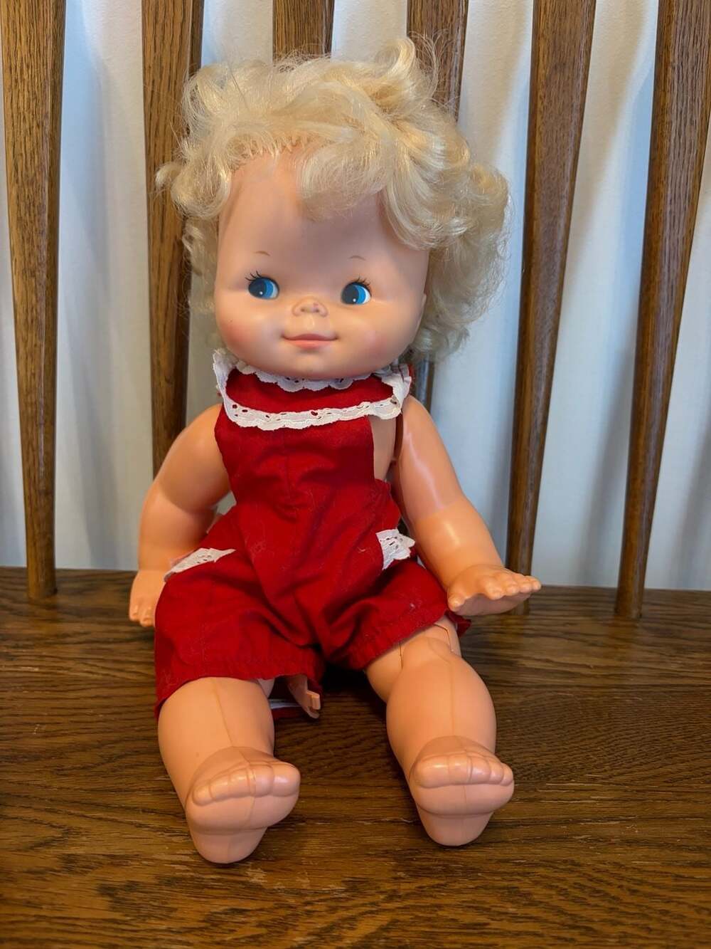 Vintage 1974 Mattel Baby Costeena Doll with Red Outfit